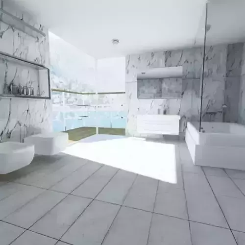 Bathroom with walls and marble floors