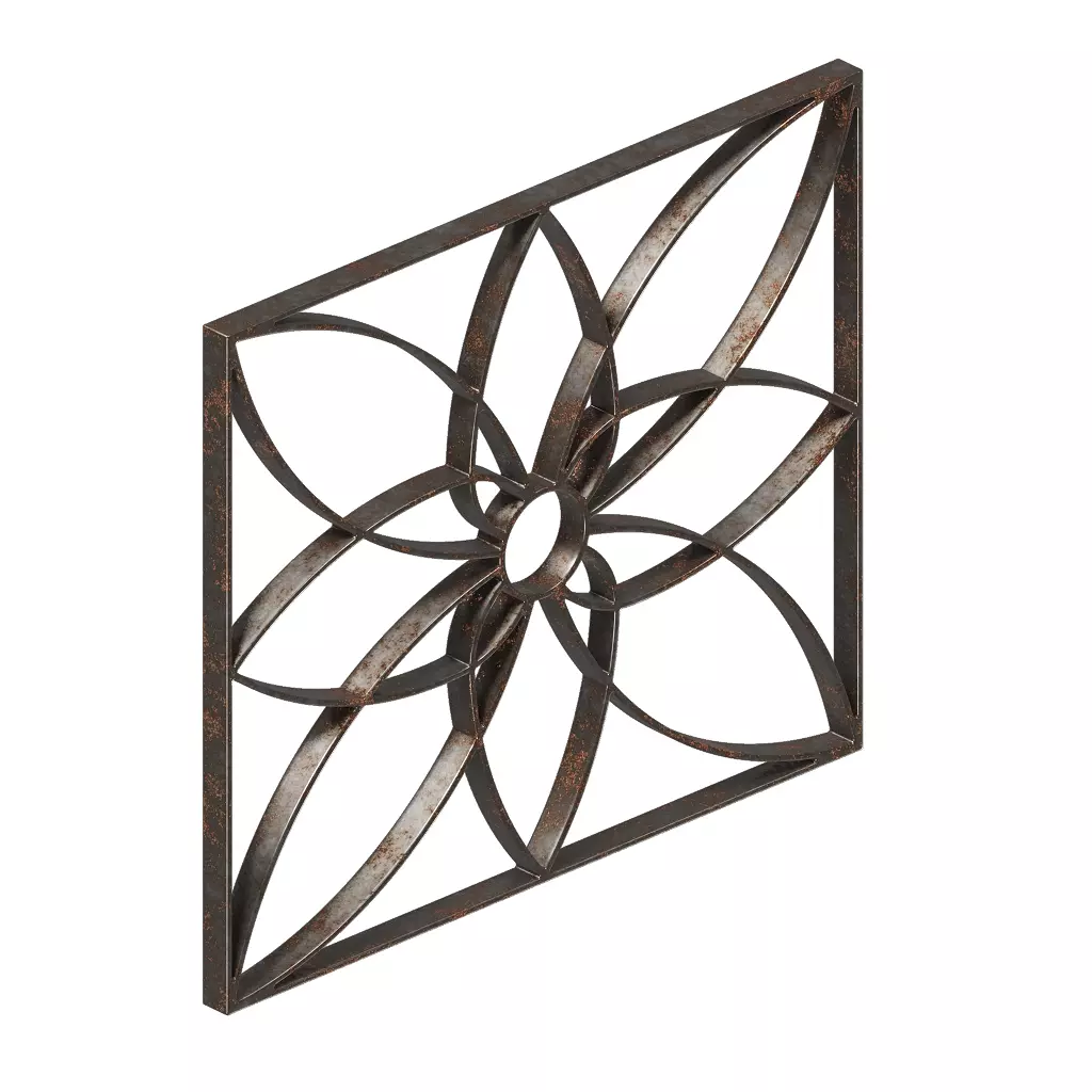 Rusty Gorgeous Window Grill 3D model_1