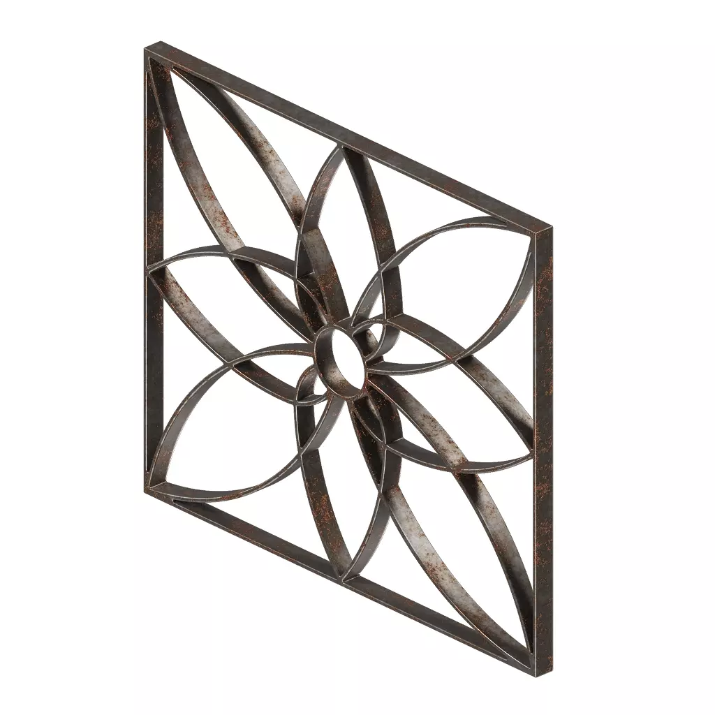 Rusty Gorgeous Window Grill 3D model_0