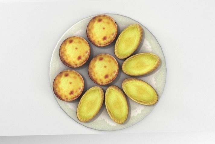 Asian Egg Tarts Low-poly 3D model_1