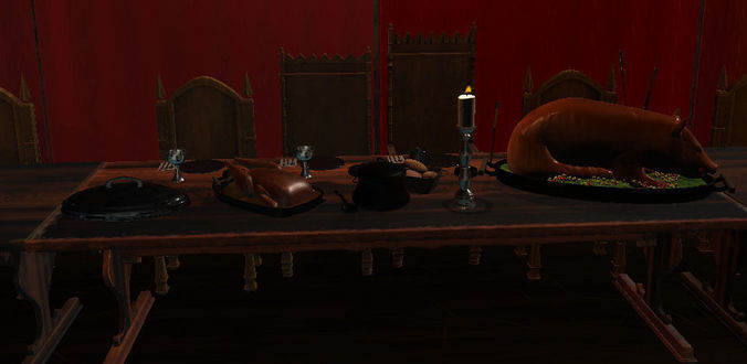 Medieval Table Setting  3D model