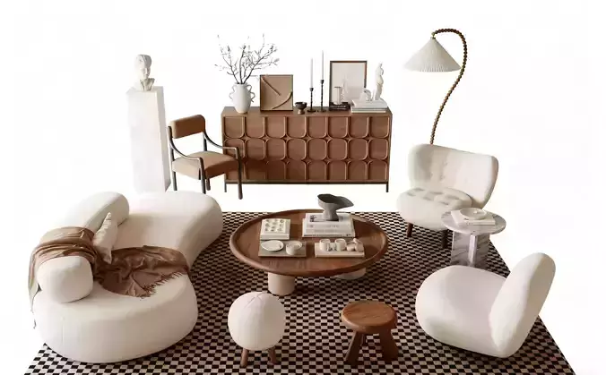 Modern medieval style sofa and coffee table set