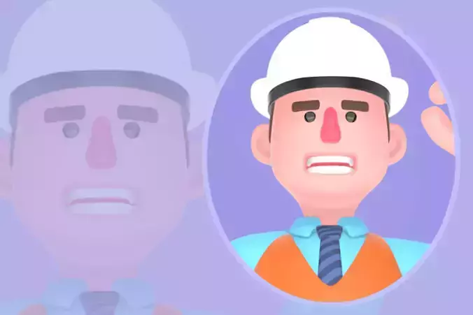 3D Cartoon Male Architect Character - Serious OK Hand Gesture