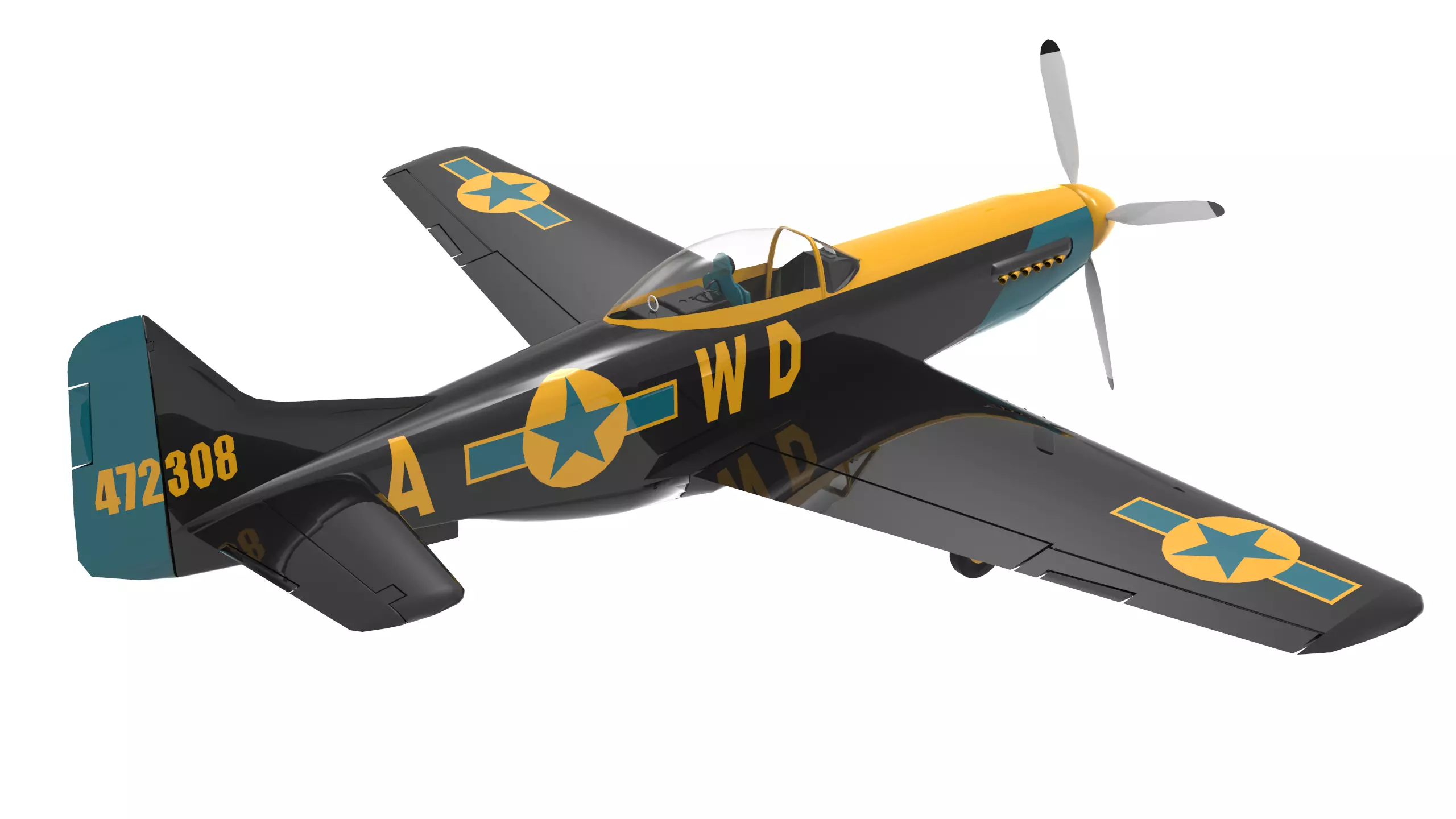 P-51D MUSTANG BLACK  Low-poly 3D model_7