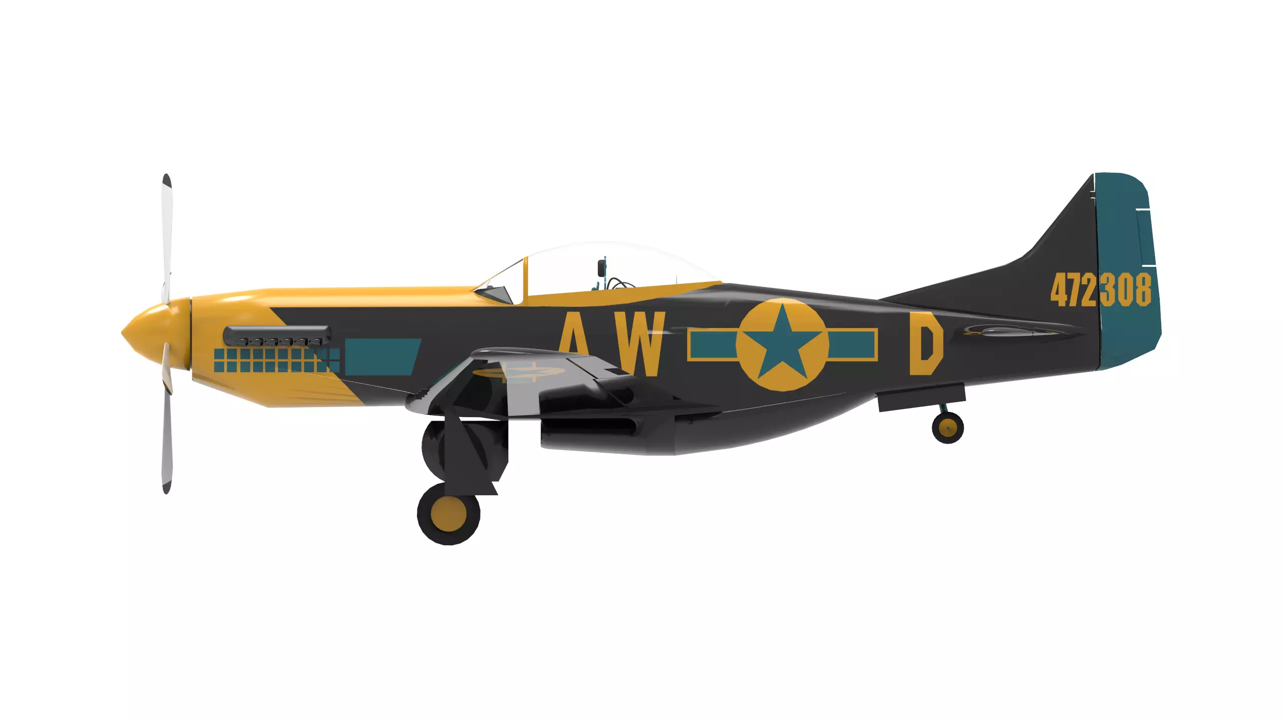 P-51D MUSTANG BLACK  Low-poly 3D model_1