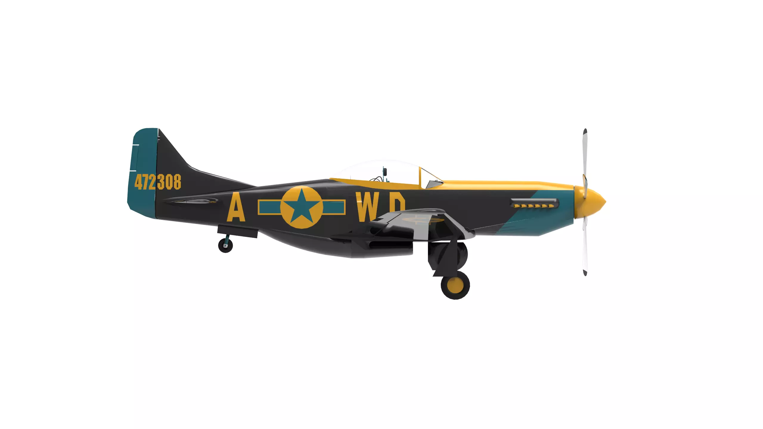 P-51D MUSTANG BLACK  Low-poly 3D model_2