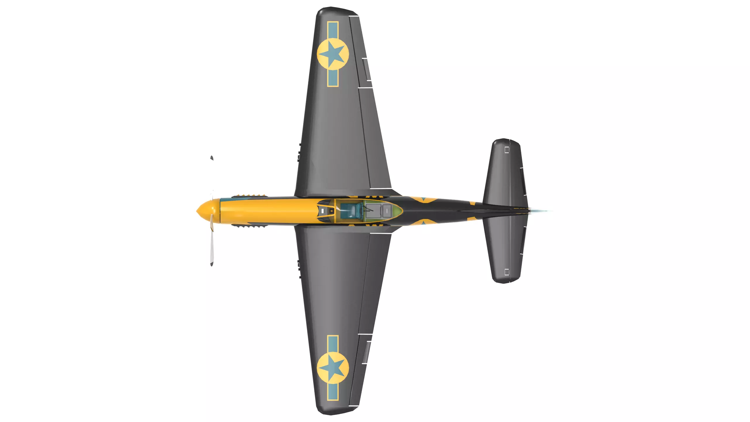 P-51D MUSTANG BLACK  Low-poly 3D model_5