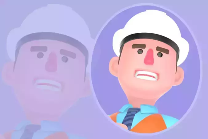 3D Cartoon Male Architect Character-Angry Pointing Forward Pose