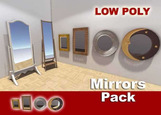 Mirrors Pack Low-poly 3D model