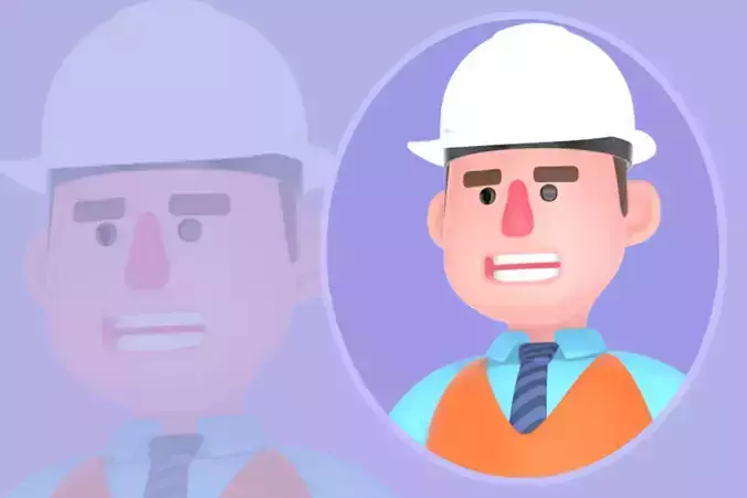 3D Cartoon Male Architect Character - Holding Power Cable