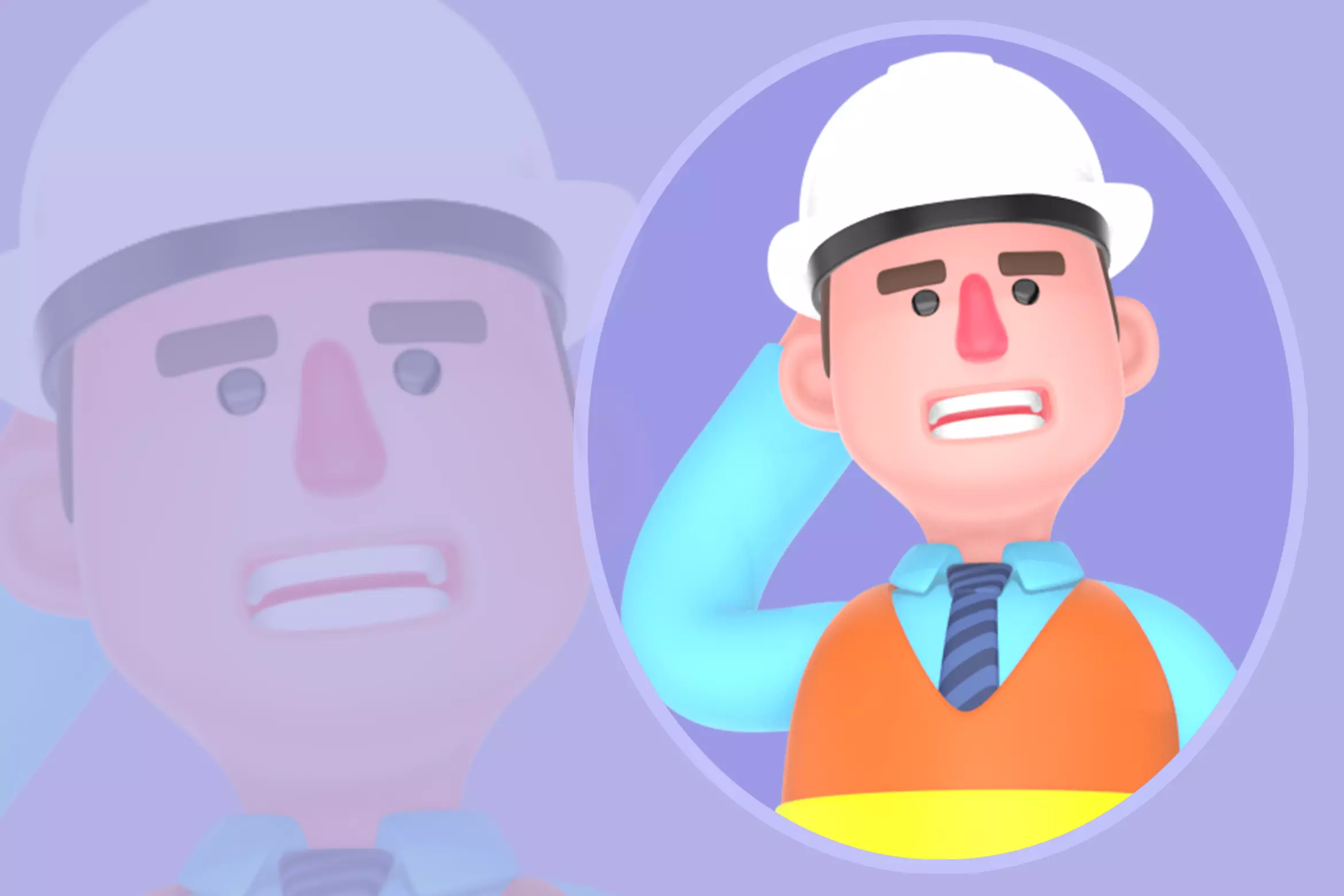 3D Cartoon Male Architect Character-Confused and Frustrated Pose 3D model