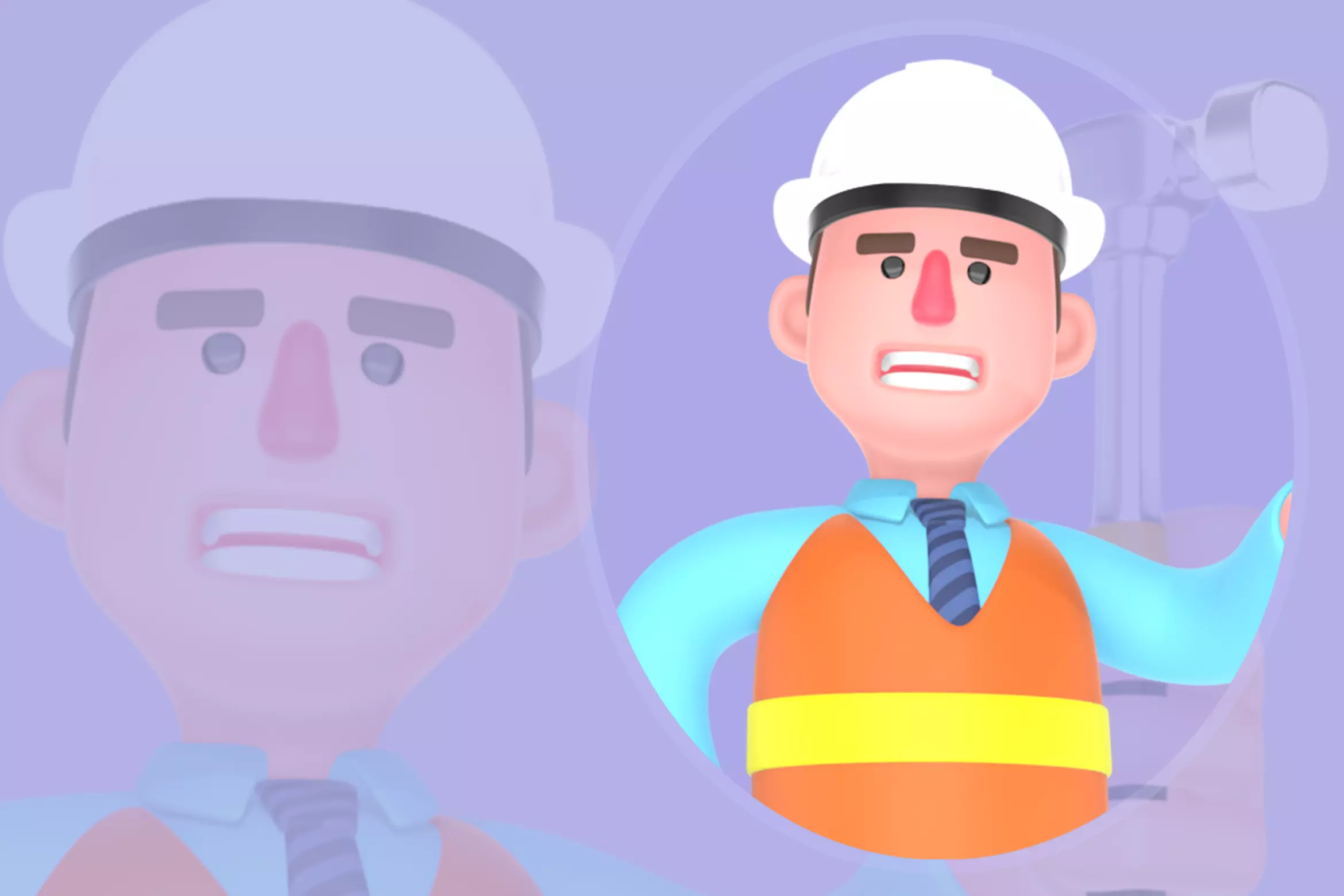 3D Cartoon Male Architect Character - Angry with Raised Hammer 3D model