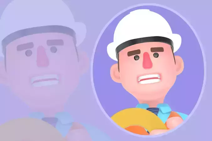 3D Cartoon Male Architect Character-Holding Yellow Tape Measure