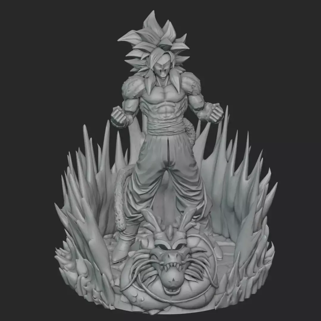 Goku SS4 Statue 3D print model_5
