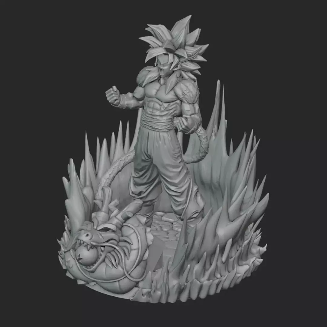 Goku SS4 Statue 3D print model_6