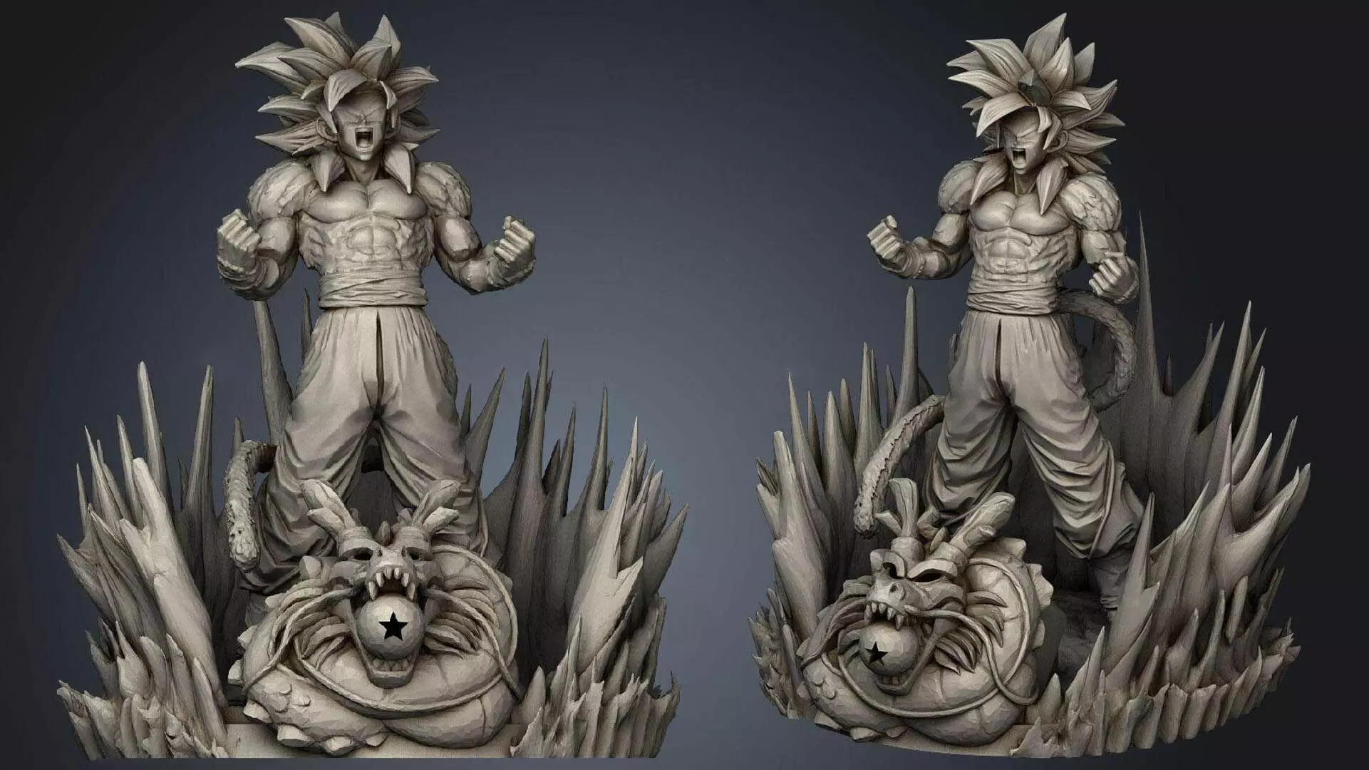 Goku SS4 Statue 3D print model_0