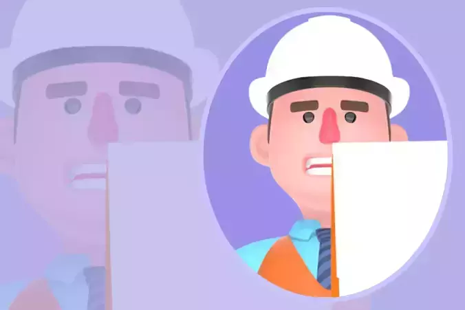 3D Cartoon Male Architect Character - Holding Showing Documents