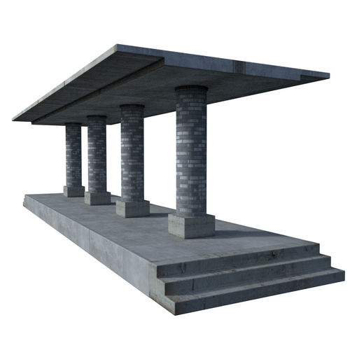 Station concrete bench Low-poly 3D model
