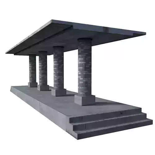 Station concrete bench Low-poly 3D model