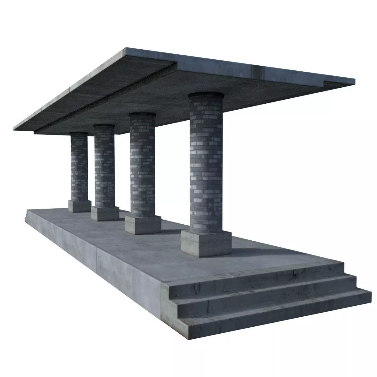Station concrete bench Low-poly 3D model