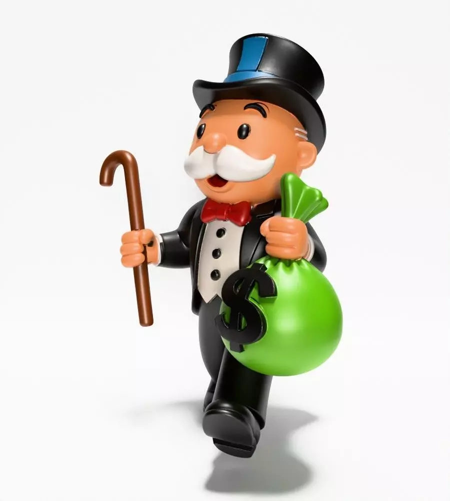 Rich Uncle Monopoly Cash Bag Hasbro toy 3D print model_3