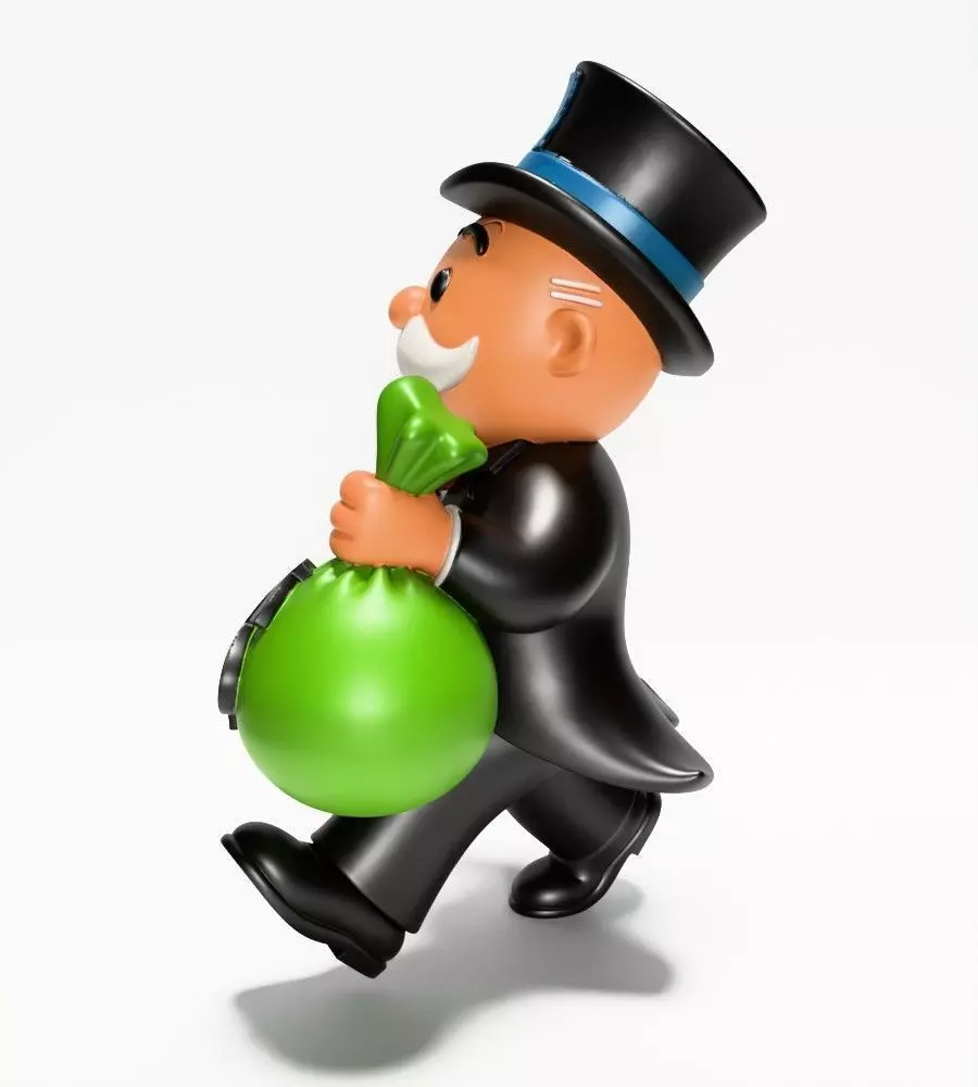 Rich Uncle Monopoly Cash Bag Hasbro toy 3D print model_6