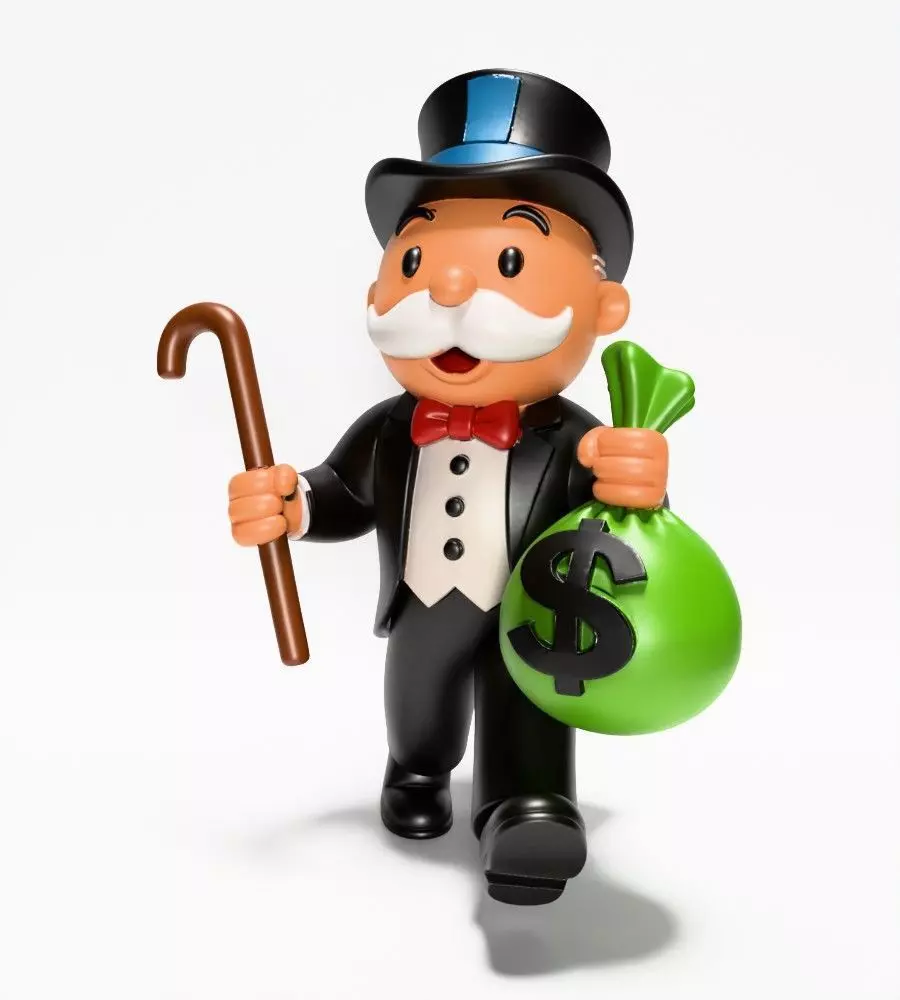 Rich Uncle Monopoly Cash Bag Hasbro toy 3D print model_2