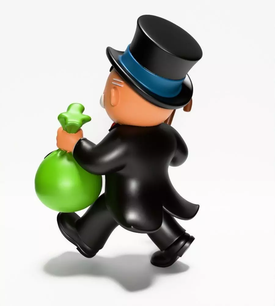 Rich Uncle Monopoly Cash Bag Hasbro toy 3D print model_9