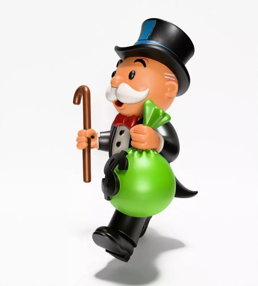 Rich Uncle Monopoly Cash Bag Hasbro toy 3D print model_4