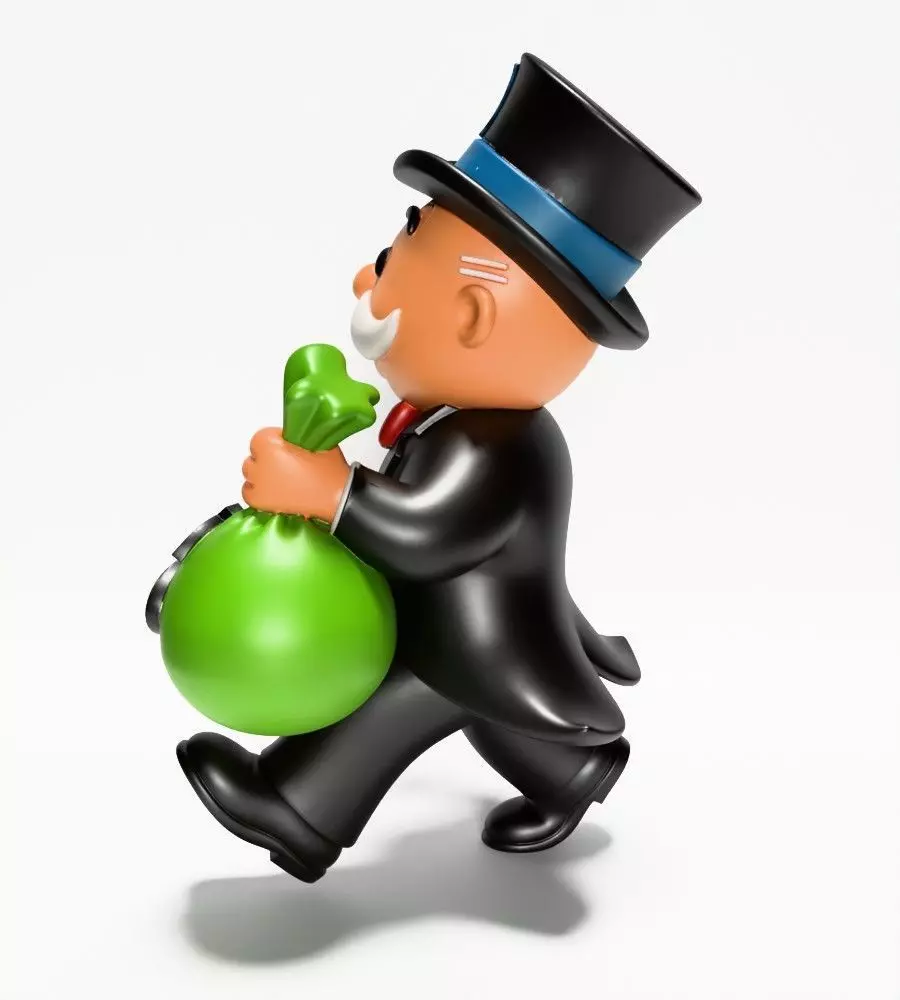 Rich Uncle Monopoly Cash Bag Hasbro toy 3D print model_7