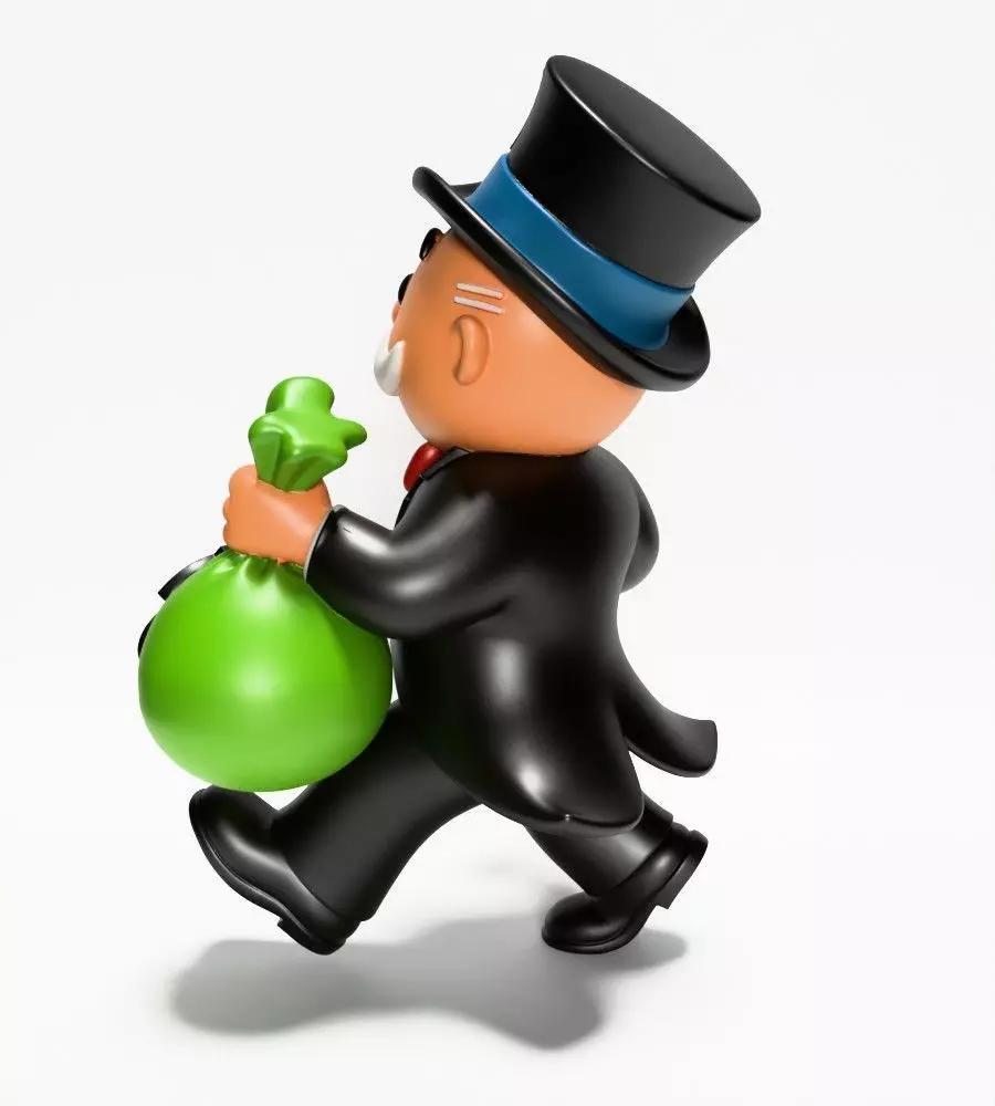 Rich Uncle Monopoly Cash Bag Hasbro toy 3D print model_8