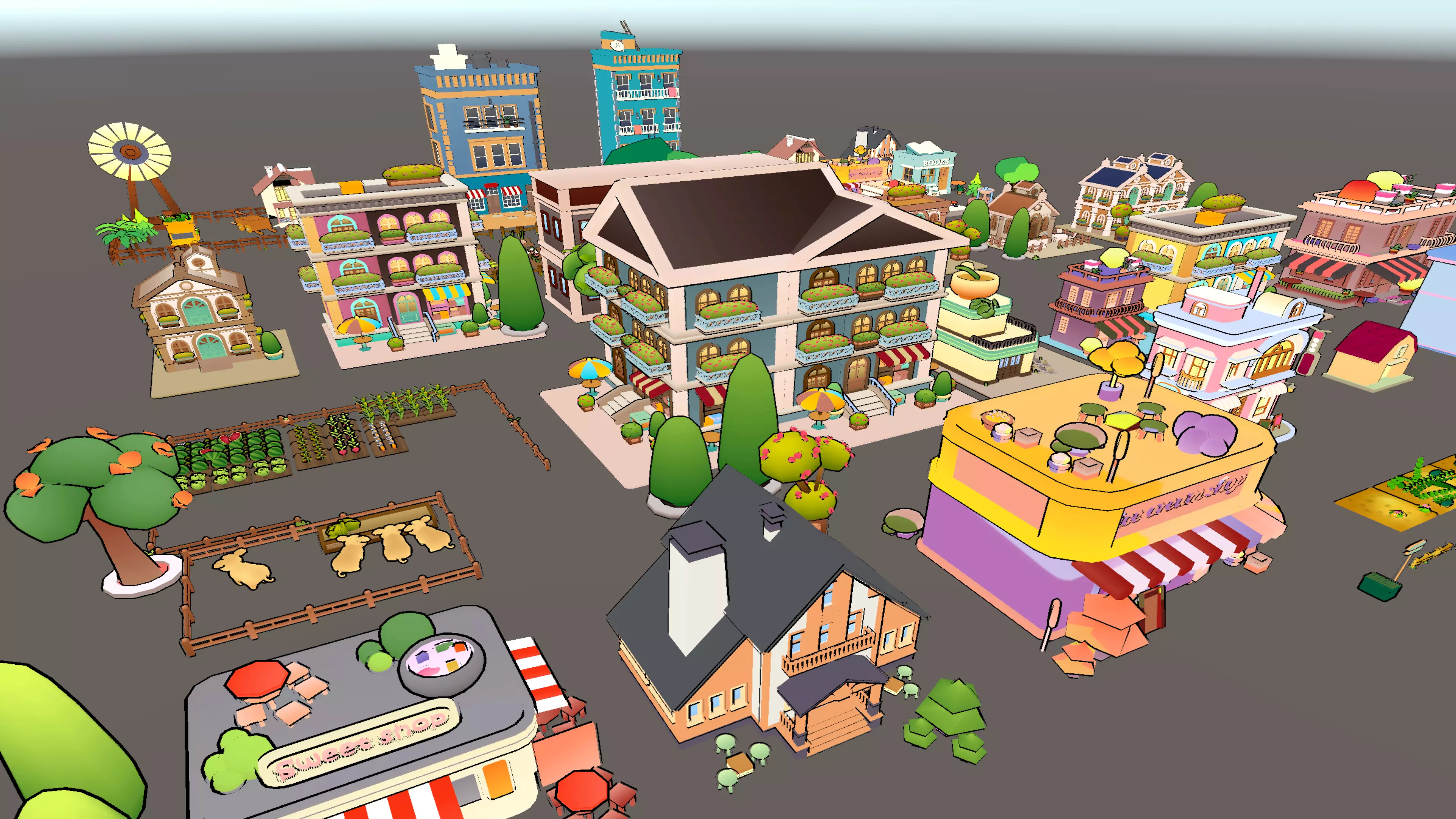 Small Town Pakage Low-poly 3D model_3