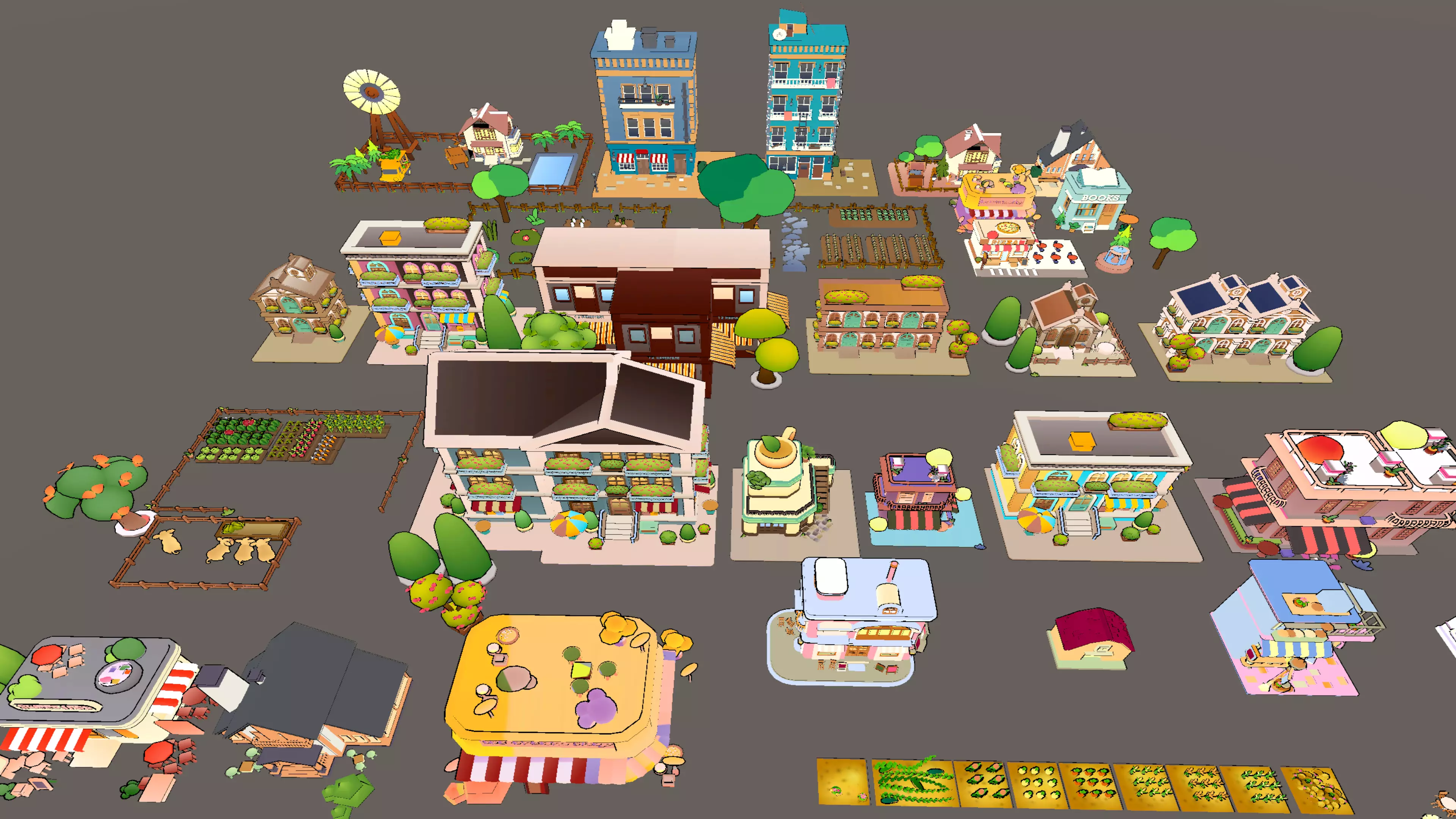 Small Town Pakage Low-poly 3D model_2