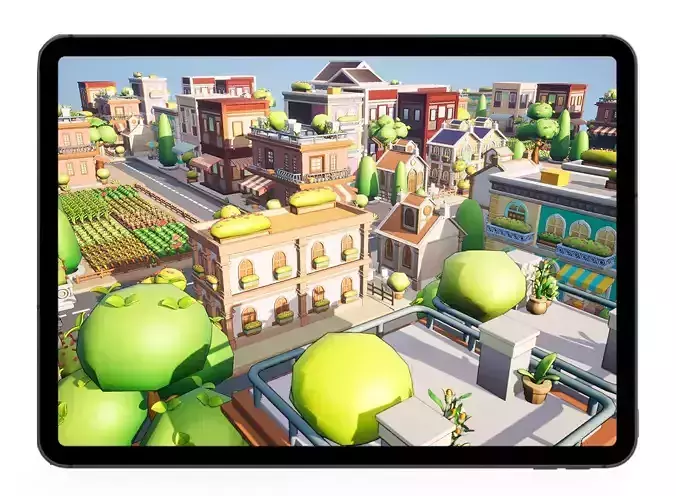 Small Town Pakage Low-poly 3D model