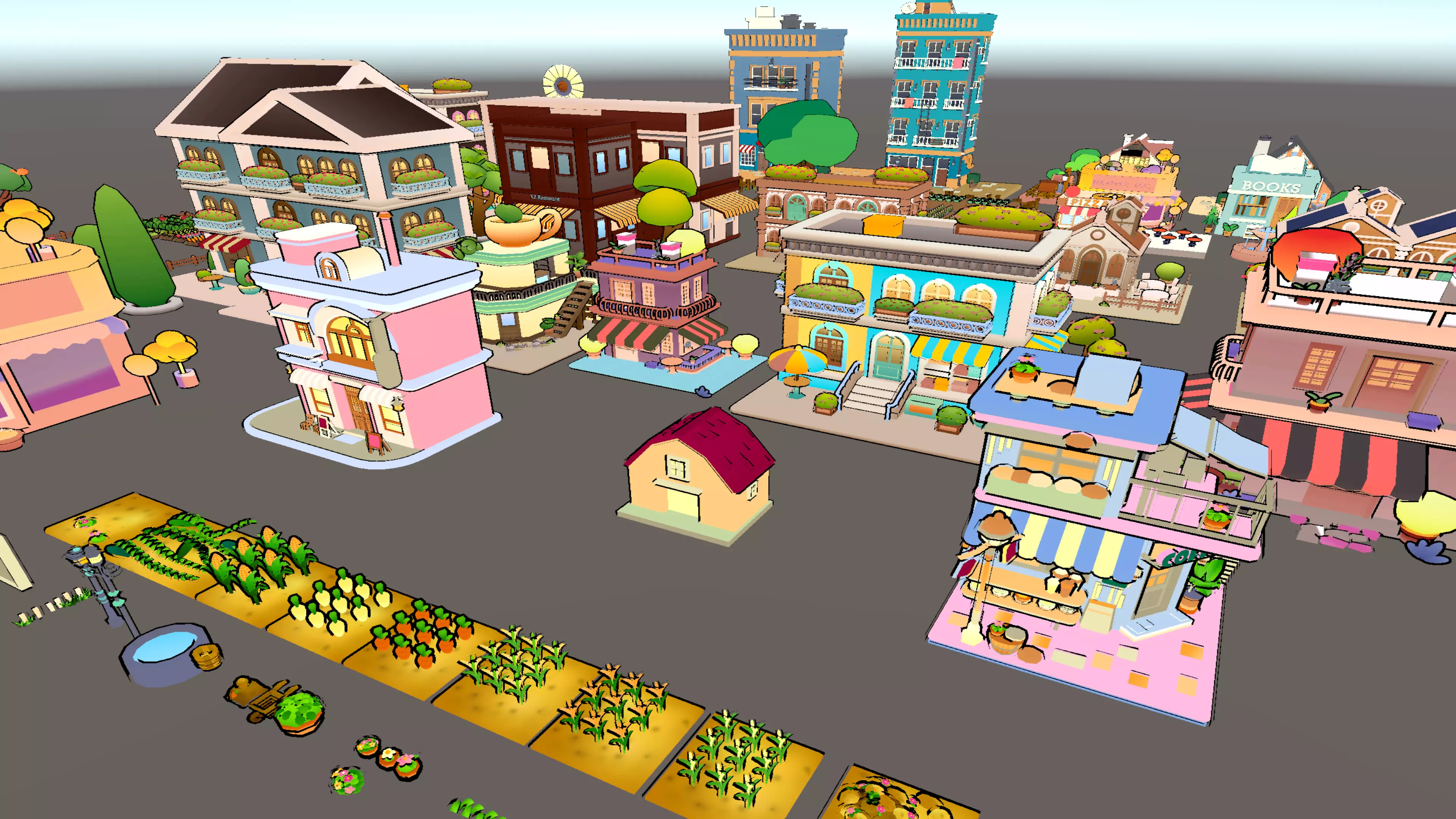 Small Town Pakage Low-poly 3D model_4