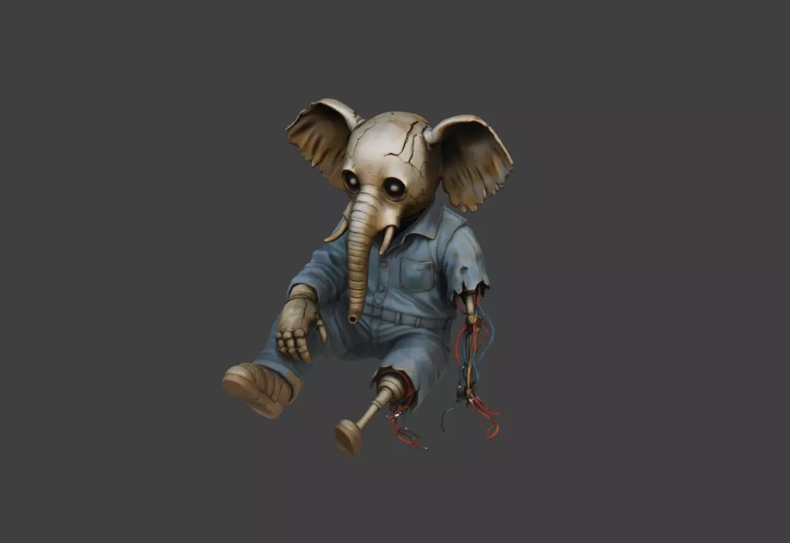 Animatron Elephant Low-poly 3D model_0