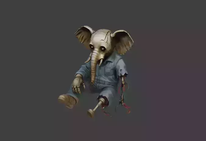 Animatron Elephant Low-poly 3D model Animatron Elephant Low-poly 3D model