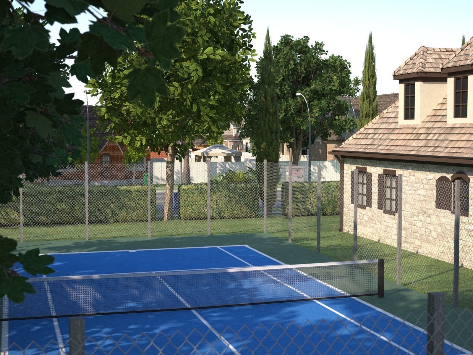 Town with suburb Low-poly 3D model_33