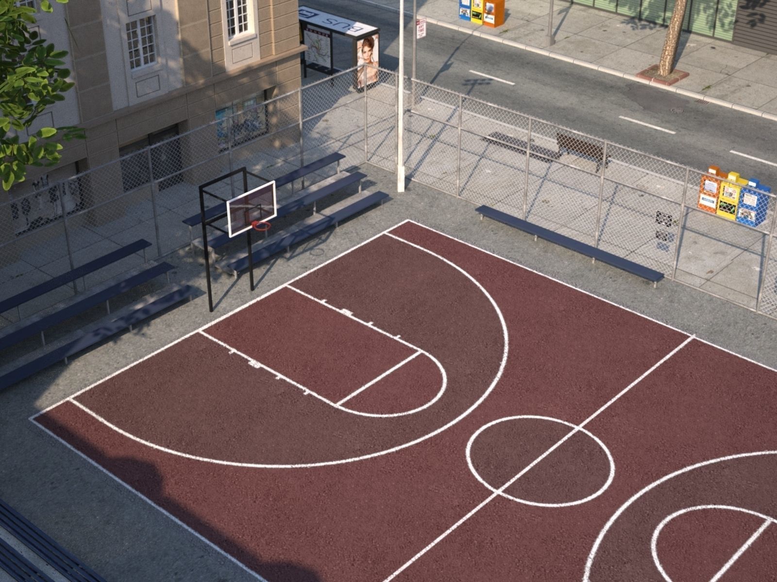 Town with suburb Low-poly 3D model_23