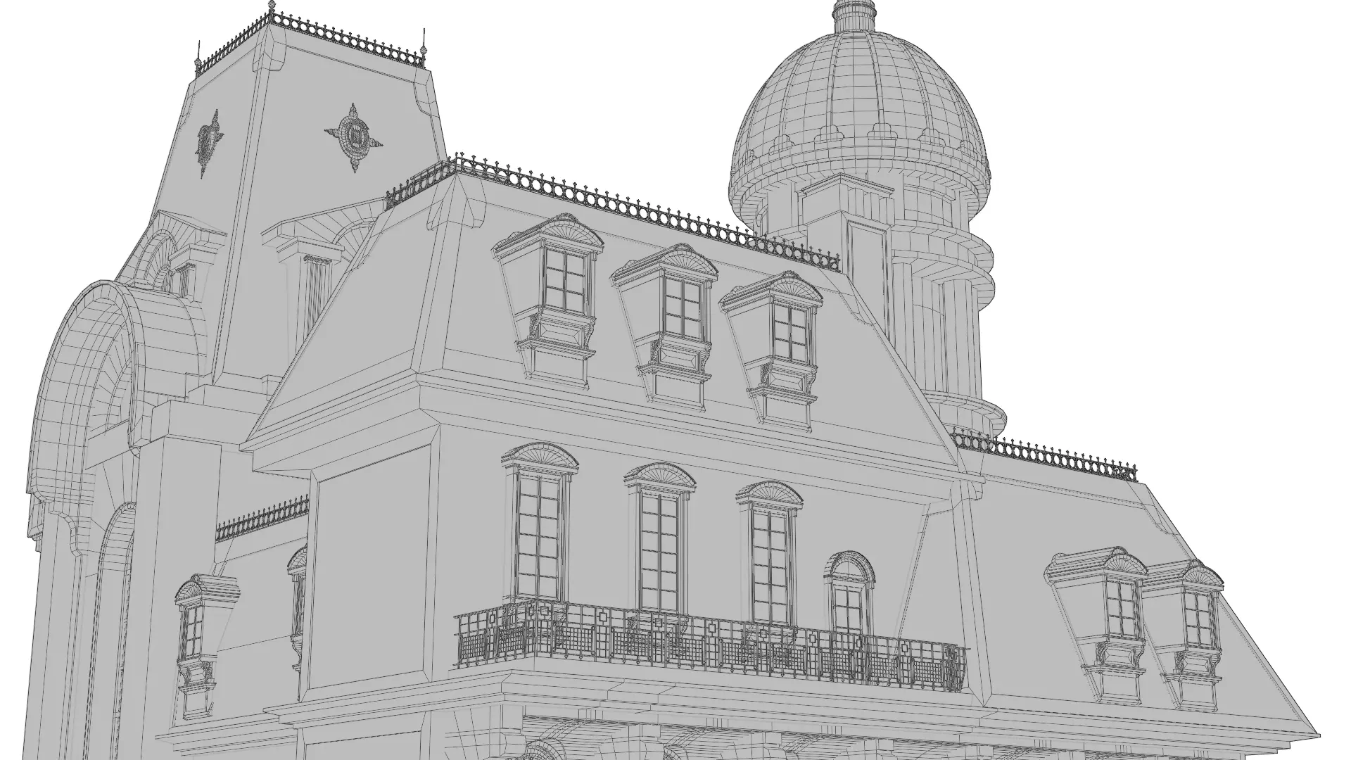 Classical European Building - House 12 3D model_8