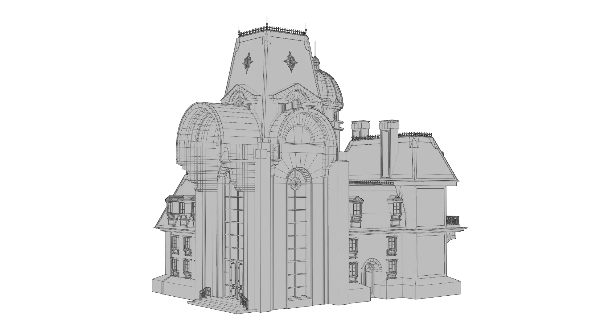 Classical European Building - House 12 3D model_7