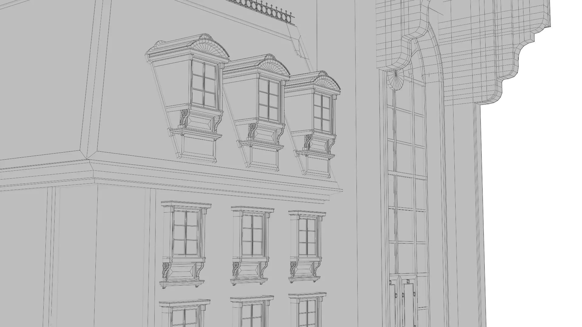 Classical European Building - House 12 3D model_9