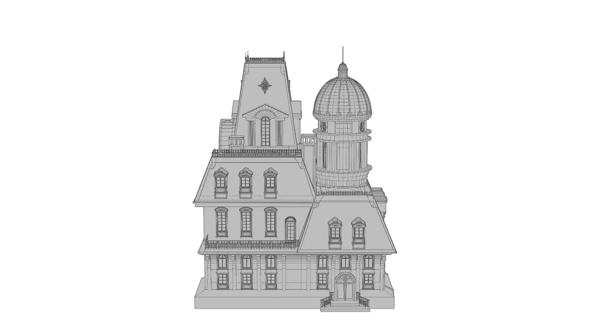 Classical European Building - House 12 3D model_5