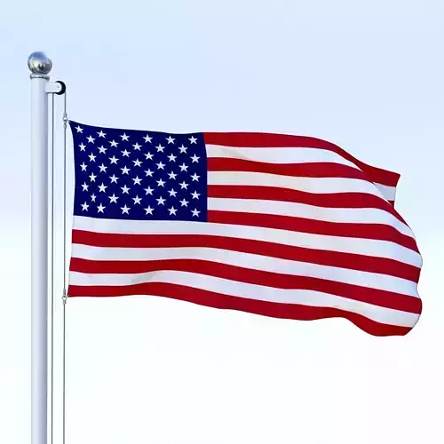Animated US Flag Low-poly 3D model