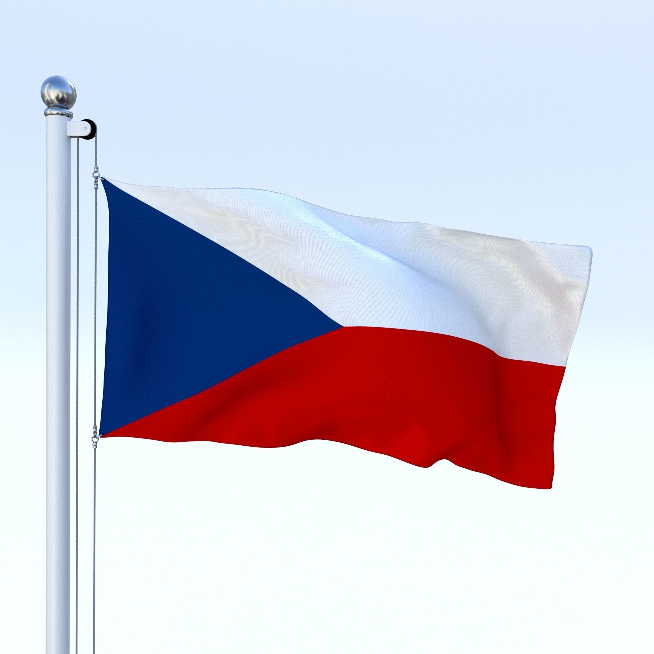 Animated Czech Republic Flag Low-poly 3D model_5