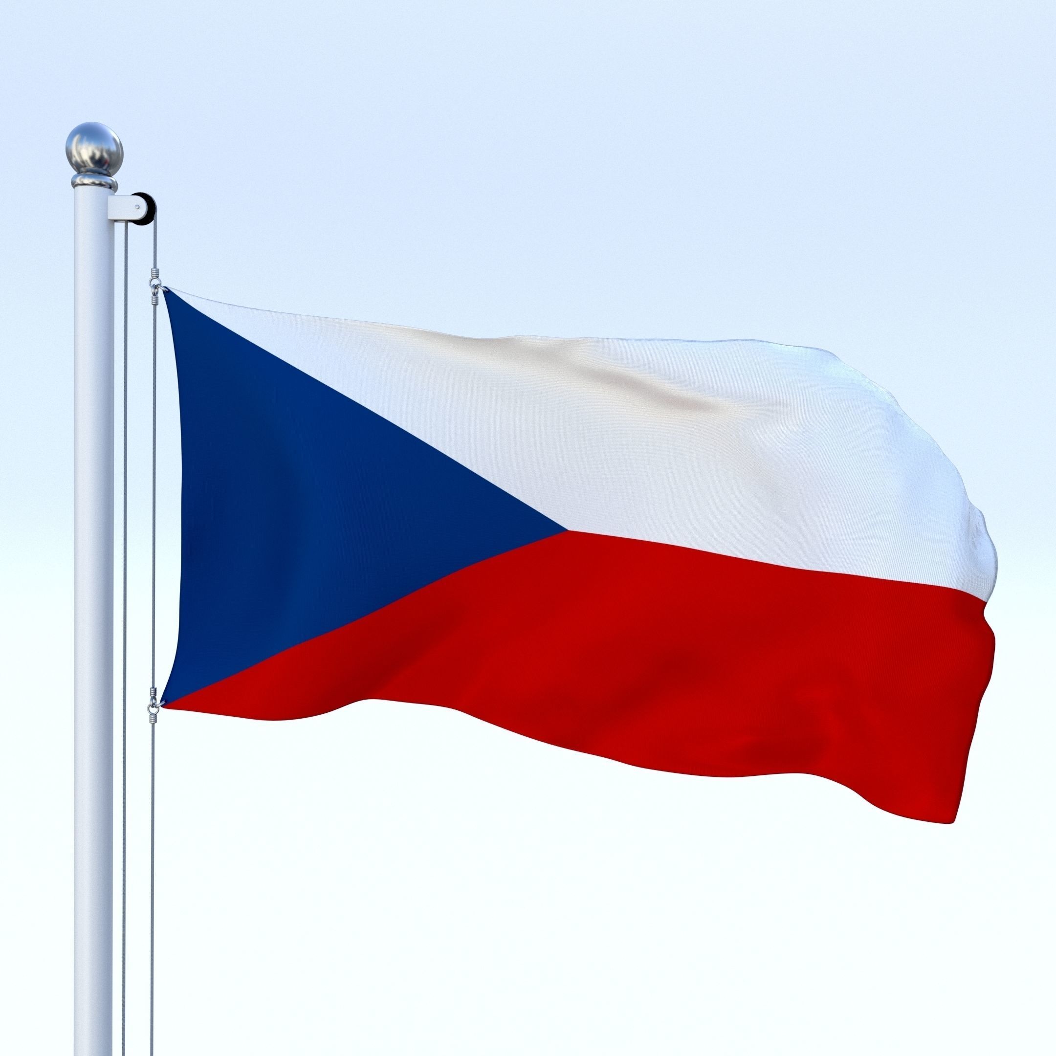 Animated Czech Republic Flag Low-poly 3D model_3