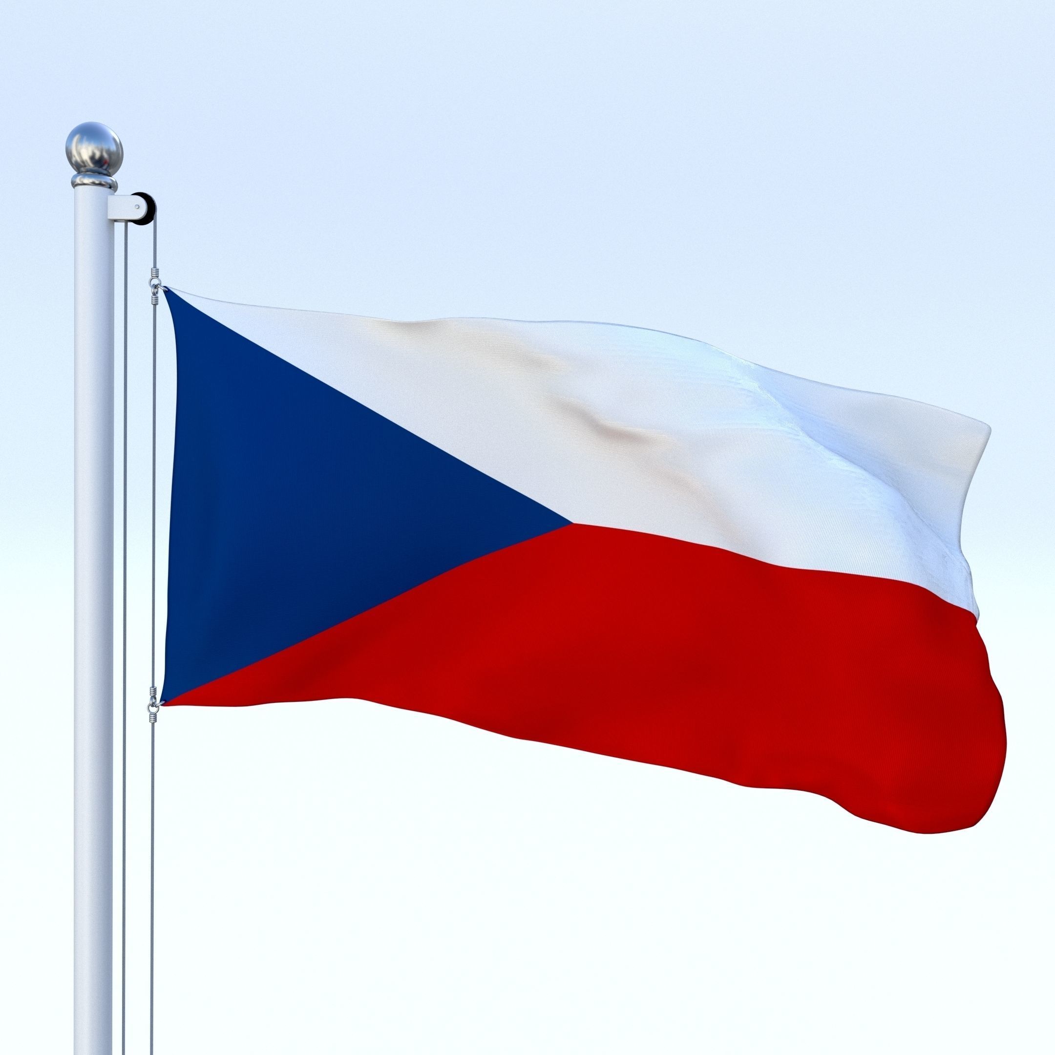 Animated Czech Republic Flag Low-poly 3D model_21