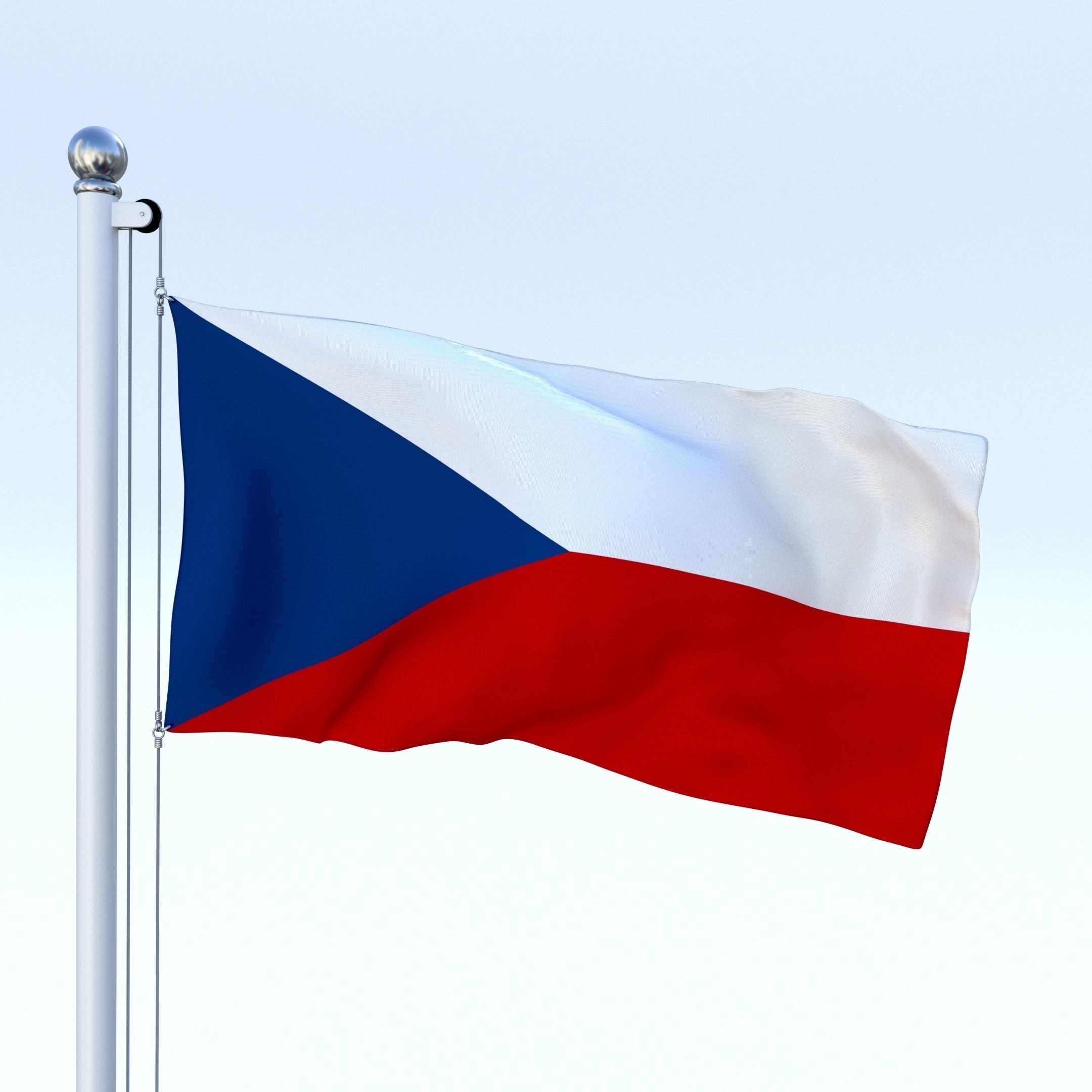 Animated Czech Republic Flag Low-poly 3D model_1
