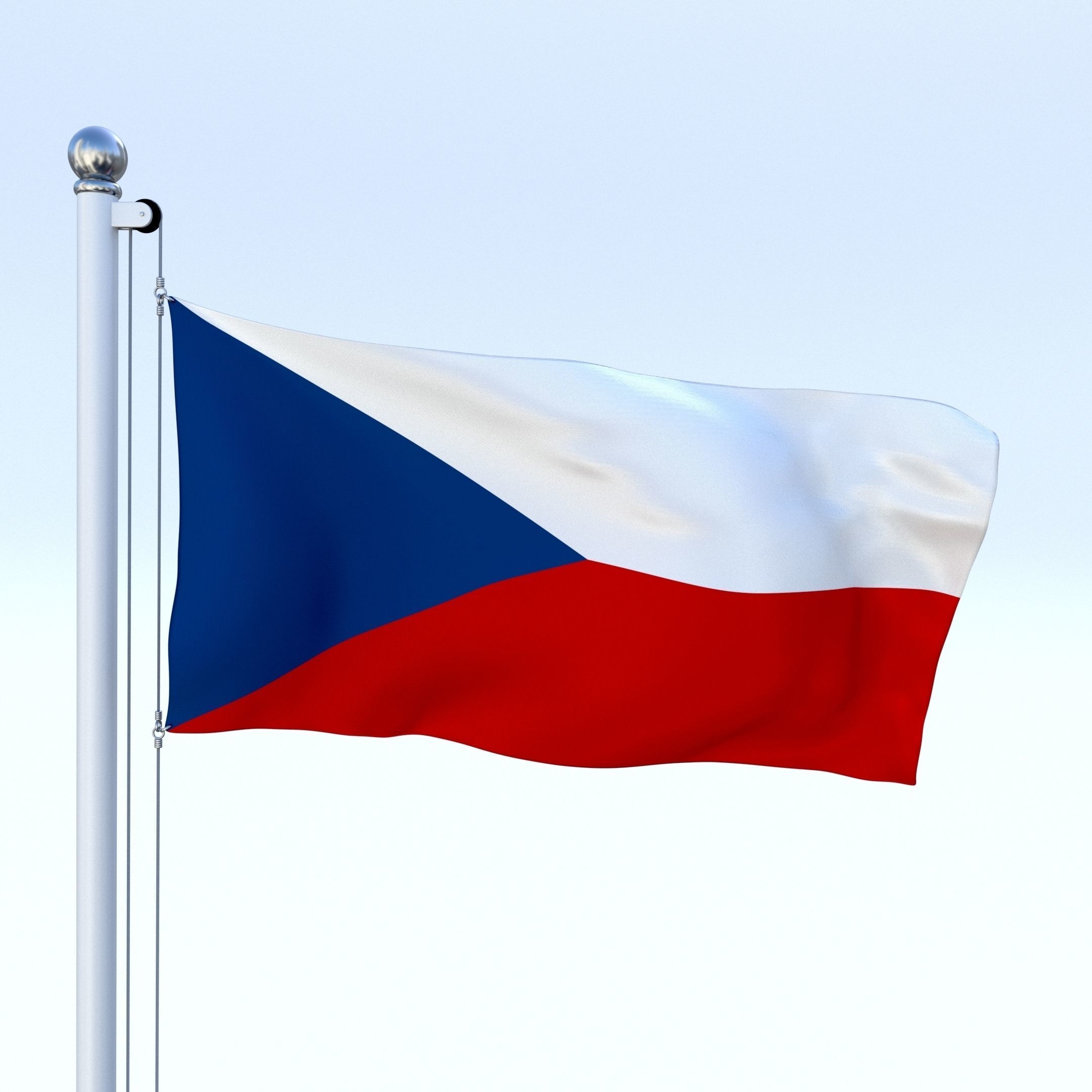 Animated Czech Republic Flag Low-poly 3D model_19