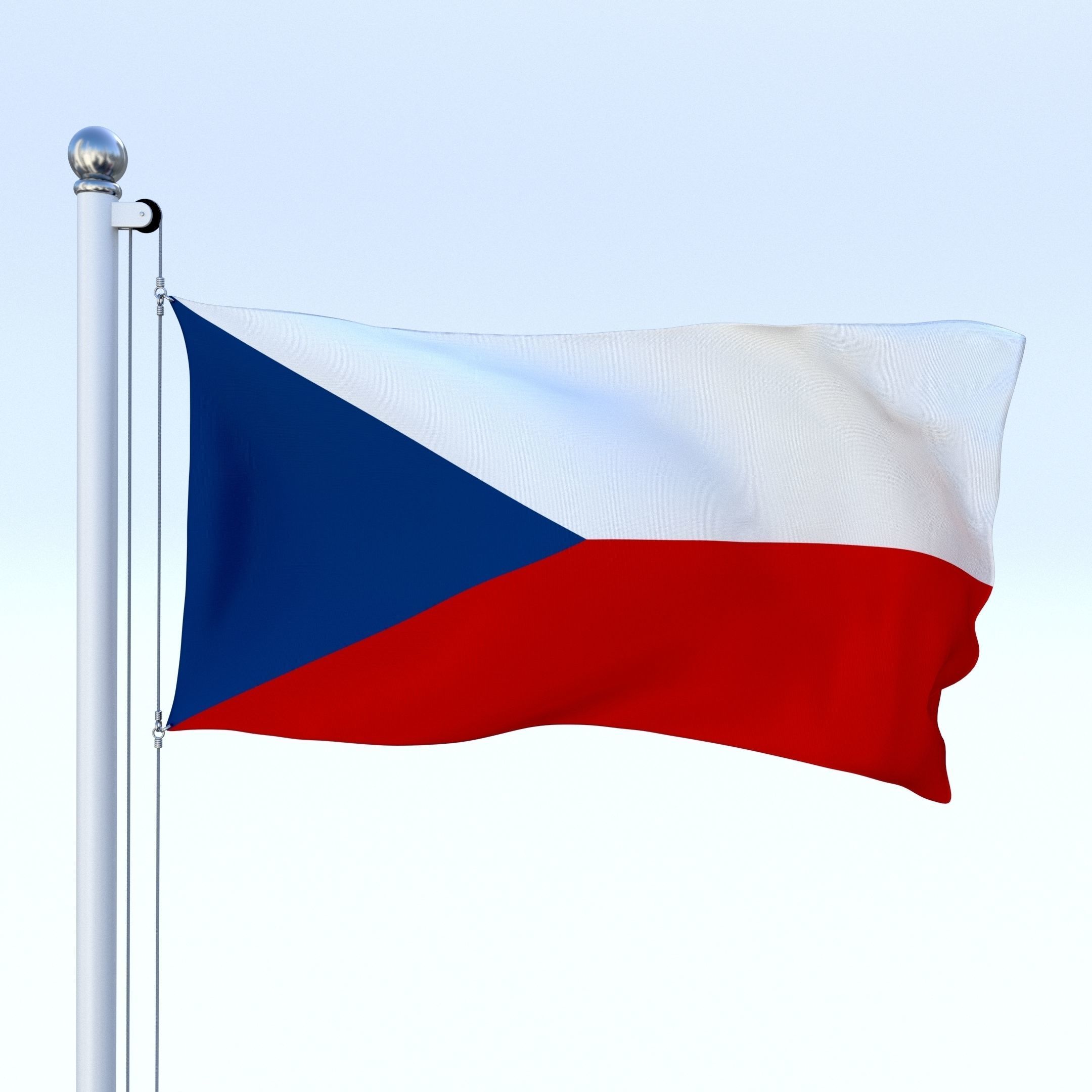 Animated Czech Republic Flag Low-poly 3D model_20